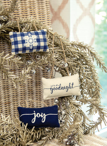 Blue Winter Pillow Ornaments, 3/Set