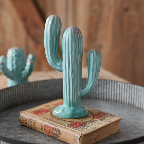Ceramic Cactus Accent Sculpture