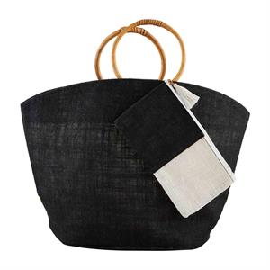 Black Neutral Jute Tote & Case Set
