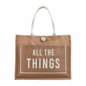 Taupe Jute Word Tote - ALL THE THINGS