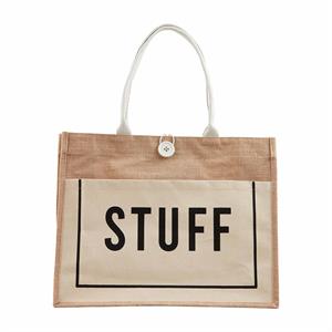 White Jute Word Tote - STUFF