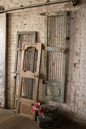 antique wood and iron door wall hanging