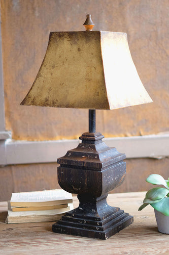 black wooden table lamp