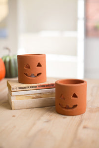Short Terracotta Jack-O-Lantern