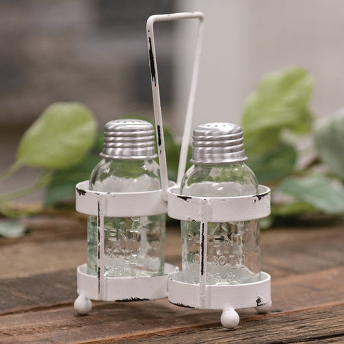 White Wash Salt and Pepper Caddy