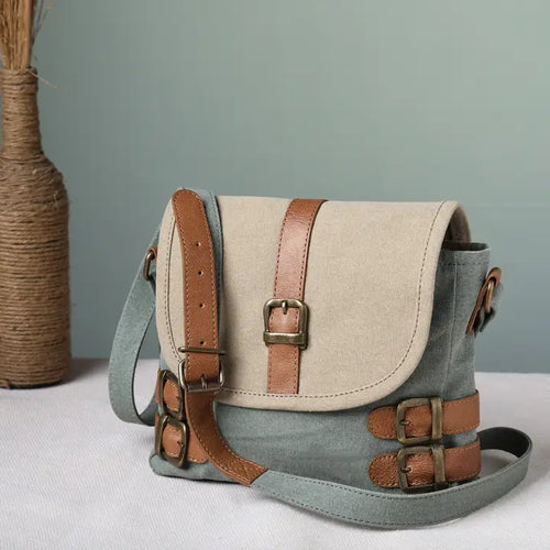 Buckled Up Agean Canvas Crossbody
