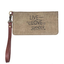 Load image into Gallery viewer, Live Love Wander Canvas Card Case Wristlet,