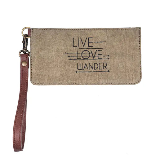 Live Love Wander Canvas Card Case Wristlet,