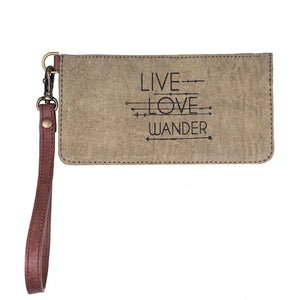 Live Love Wander Canvas Card Case Wristlet,