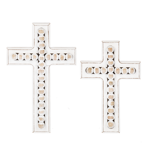 Whitewash Beaded Wall Cross