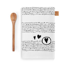 Load image into Gallery viewer, Hearts Kitchen Towel &amp; Tasting Spoon Set