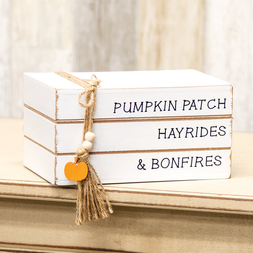 Pumpkin Patch Stacked Wooden Books