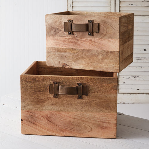 Leather Handled Wood box