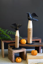 Load image into Gallery viewer, Black Iron Crow on Wooden Base