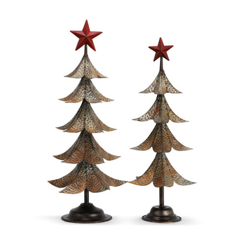 Silver Metal Trees with Red Star