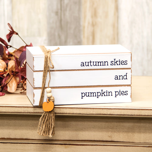 Autumn Skies and Pumpkin Pies Stacked Wooden Books
