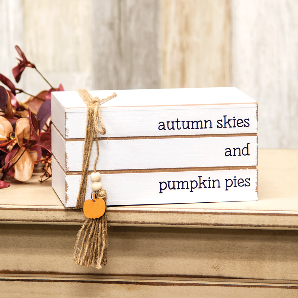 Autumn Skies and Pumpkin Pies Stacked Wooden Books