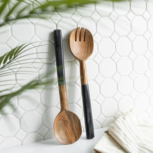 LOUISA MARBLE SERVING UTENSILS BLACK