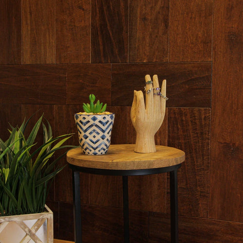 Carved Wood A-Ok Hand Gesture Statue Natural