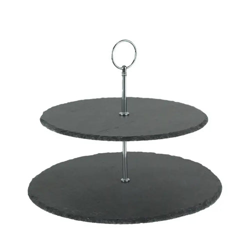 Slate Stone and Metal Serving Tray