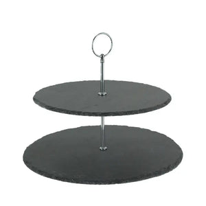 Slate Stone and Metal Serving Tray