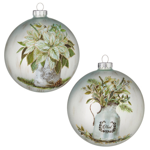 WINTER FARMHOUSE FLORAL BALL ORNAMENT