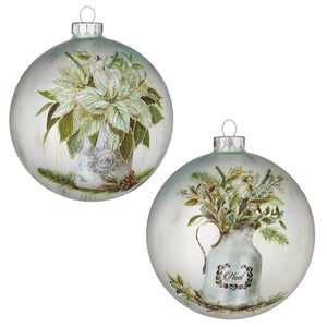 WINTER FARMHOUSE FLORAL BALL ORNAMENT