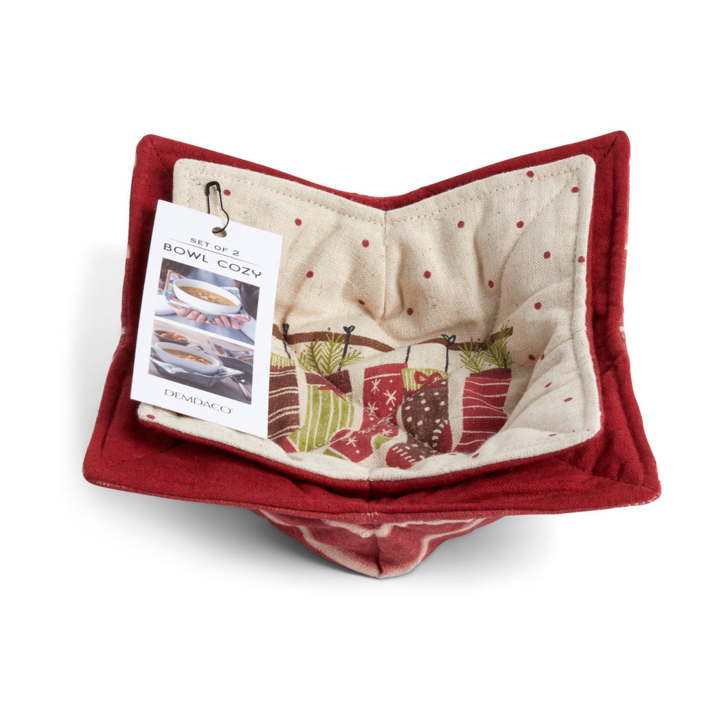 Merry Christmas Stockings Bowl Cozy