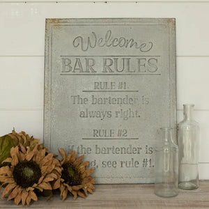 Faded Metal Bar Rules Sign