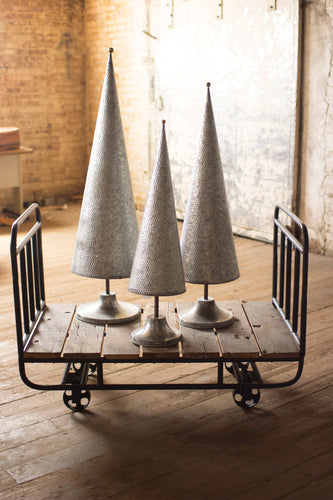 Set of 3 Giant Galvanized Topiaries with Brass Weld Detail
