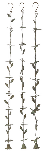 Patina Butterfly, Dragonfly & Bee Rainchain with Bell