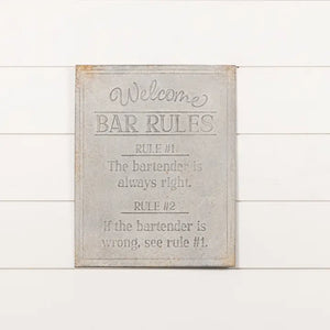 Faded Metal Bar Rules Sign