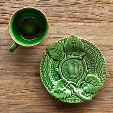 Load image into Gallery viewer, Green Glazed Tea Cup &amp; Saucer
