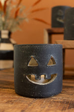 Load image into Gallery viewer, Short Black Clay Jack-O-Lantern