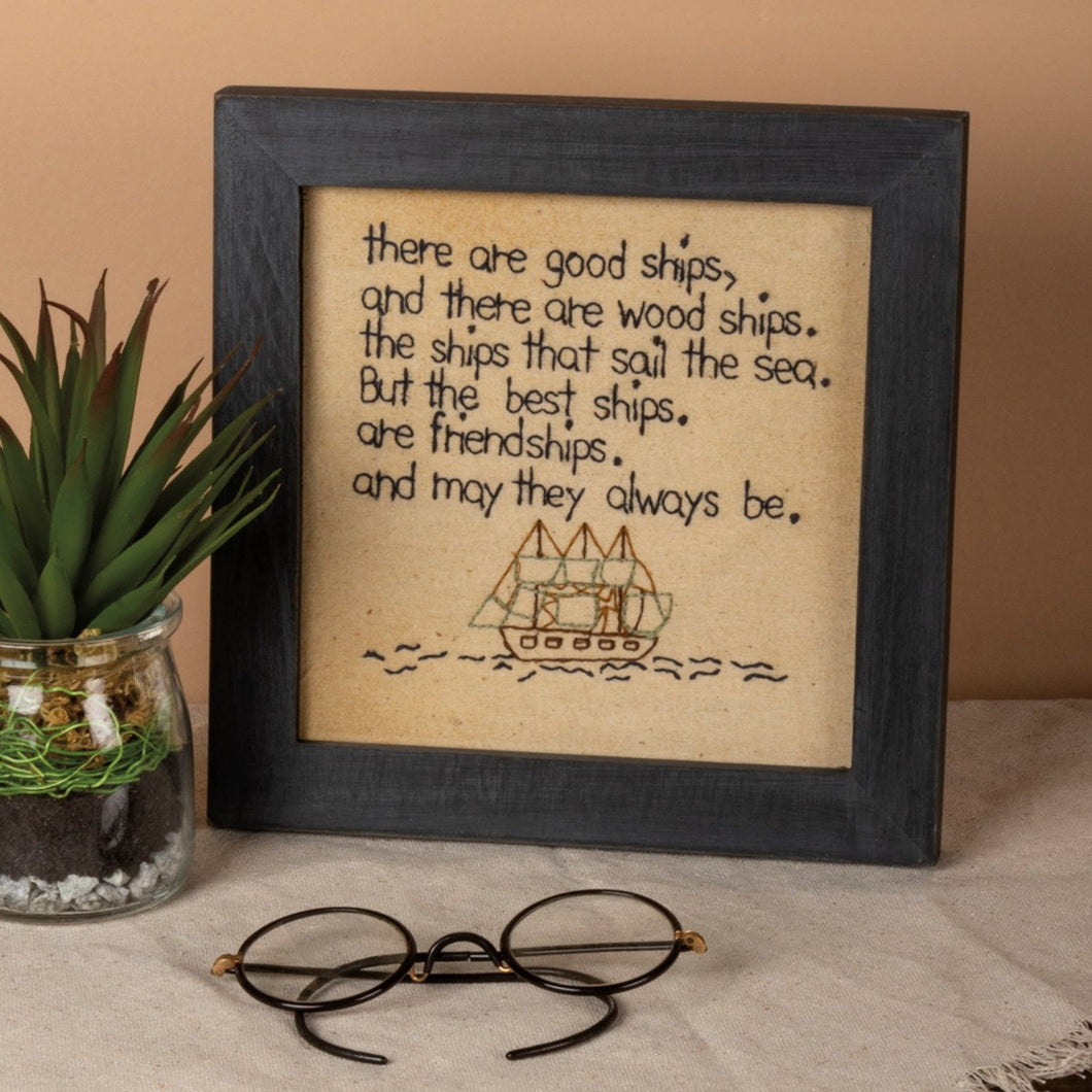There Are Good Ships Stitchery