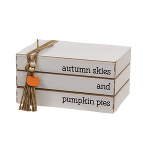 Autumn Skies and Pumpkin Pies Stacked Wooden Books