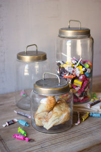 Set of 3 Glass Jars with Metal Lids