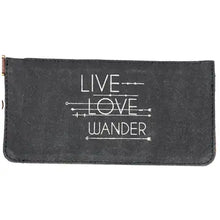 Load image into Gallery viewer, Live Love Wander Canvas Wristlet Black