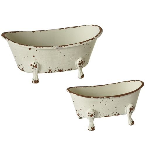 Distressed White Mini Bathtub