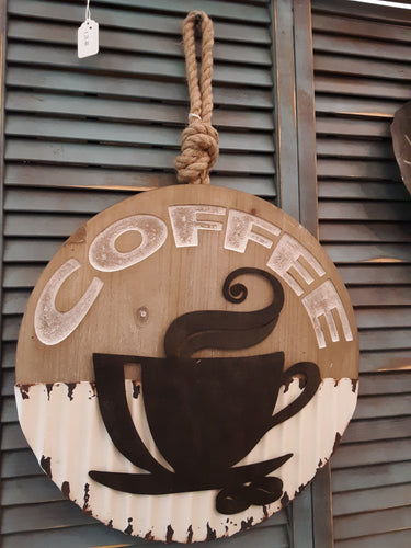 Coffee sign on rope