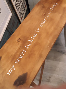 Ironing board with spiritual phrase