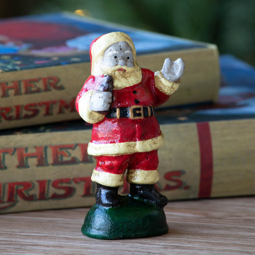 Cast Iron Waving Santa