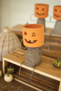 clay jack-o-lantern shelf sitter