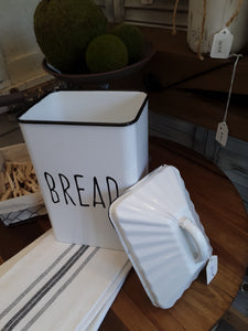 Upright enamel bread box