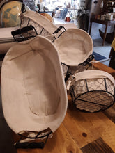 Load image into Gallery viewer, Linen lined baskets with wood handles