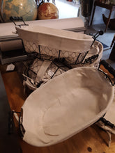 Load image into Gallery viewer, Linen lined baskets with wood handles