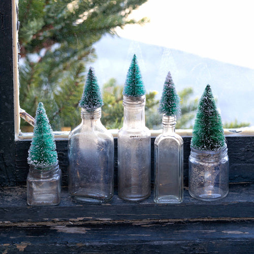 Vintage Mini Bottle Brush Tree Topped Bottle