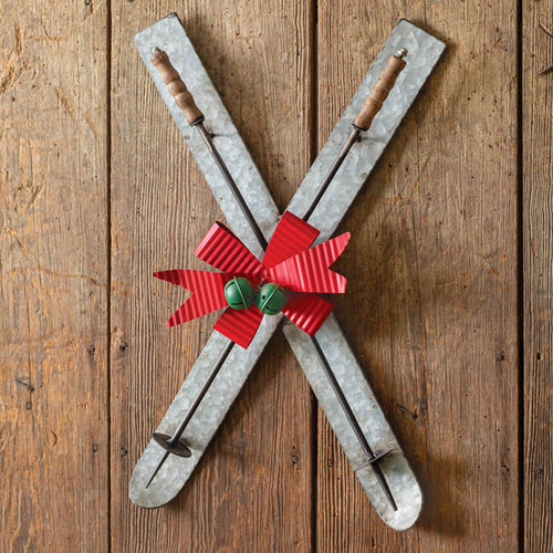 Skis and Poles Holiday Wall Decor