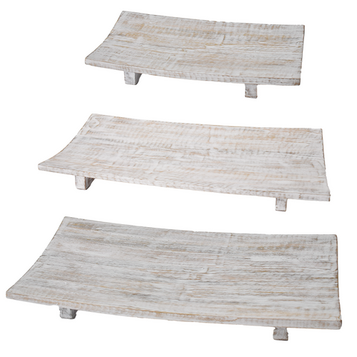 Whitewash Curved Tray