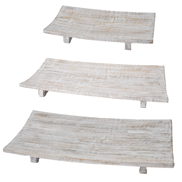 Whitewash Curved Tray